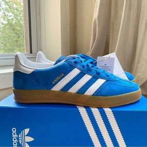 New Adidas Indoor Gazelle Sneakers Cobalt Blue White Gum Womens 7